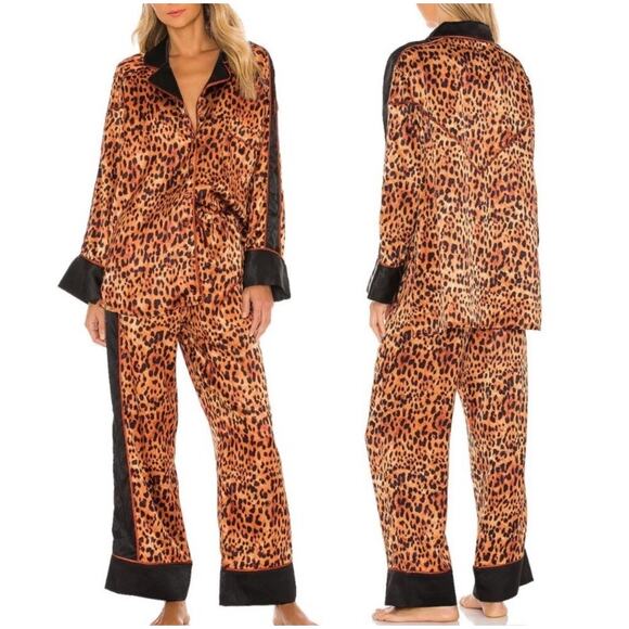 NWT HAH Free People Lanka Leopard Sleepwear Pajamas Set Size XL - Picture 1 of 10